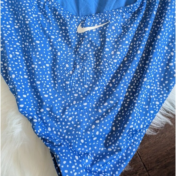 NWOT Nike Water Dots Women's Keyhole Back One Piece Blue Polka Dot Zip XL - Picture 6 of 9